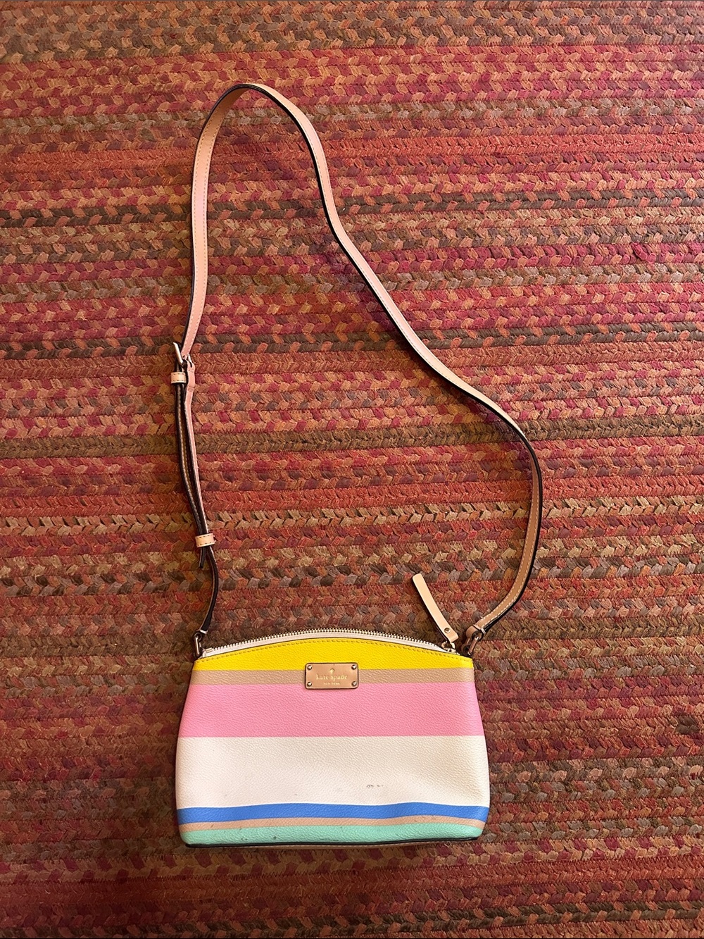 kate spade leather Colorblock Stripe Crossbody - Yellow, Pink, Blue, Mint, White